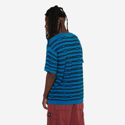 BRAIN DEAD PUCKERED STRIPED TEAL TEE
