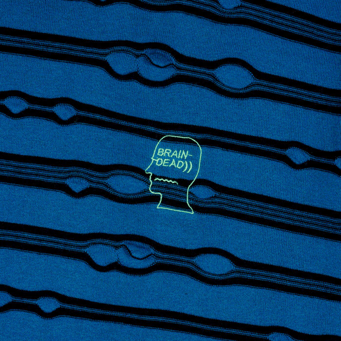 BRAIN DEAD PUCKERED STRIPED TEAL TEE