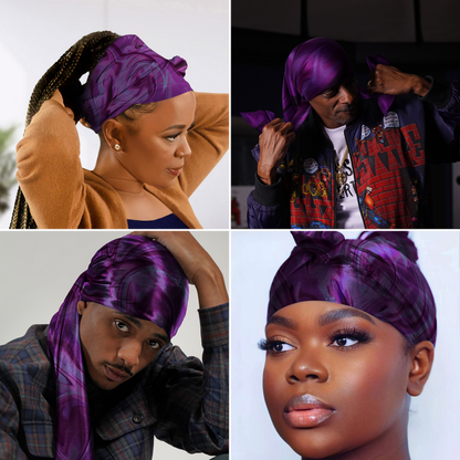 Broadus Collection Headwrap Scarf by Shante & Snoop Dogg, Purple Butterfly