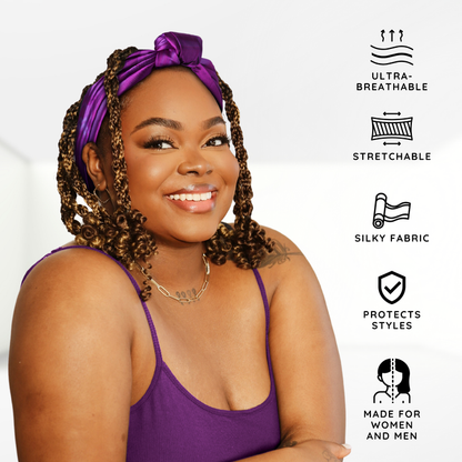 Broadus Collection Headwrap Scarf by Shante & Snoop Dogg, Purple Butterfly
