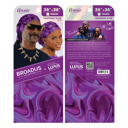 Broadus Collection Headwrap Scarf by Shante & Snoop Dogg, Purple Butterfly