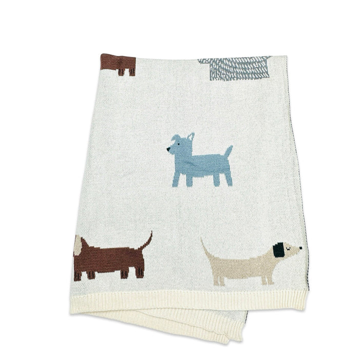 Buddy Dogs- Jacquard Sweater Knit Organic Cotton Baby Blankets by Viverano