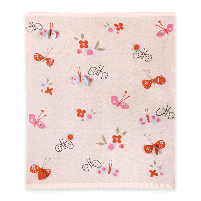 Butterfly - 3D Jacquard Sweater Knit Baby Blanket (Organic Cotton)