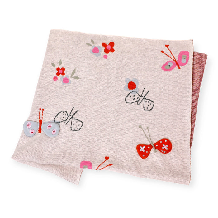 Butterfly 3D - Organic Cotton Jacquard Sweater Knit Baby Blankets by Viverano
