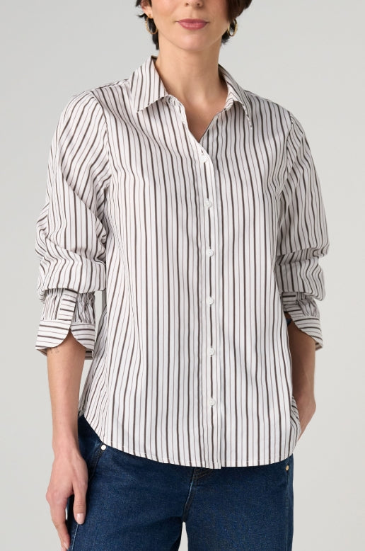 Button Front Top | Cream + Espresso