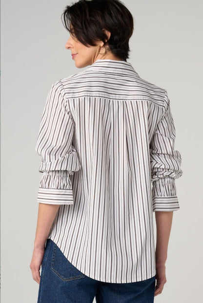 Button Front Top | Cream + Espresso
