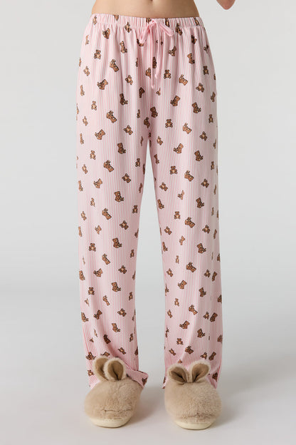 Button-Up Collared Top & Pajama Pant & Short Set (3 Pieces)