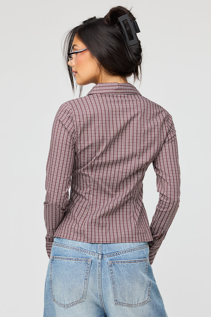 Button-Up Slim Long Sleeve Top