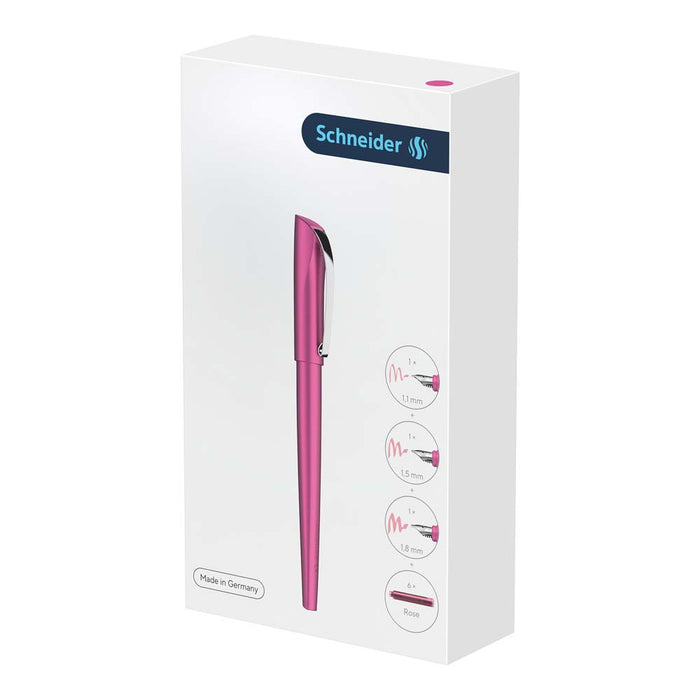 Schneider Callissima Calligraphy Set - Metallic Pink Fountain Pen & Rose Ink