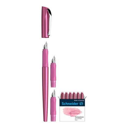 Schneider Callissima Calligraphy Set - Metallic Pink Fountain Pen & Rose Ink