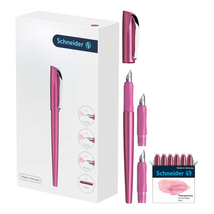 Schneider Callissima Calligraphy Set - Metallic Pink Fountain Pen & Rose Ink