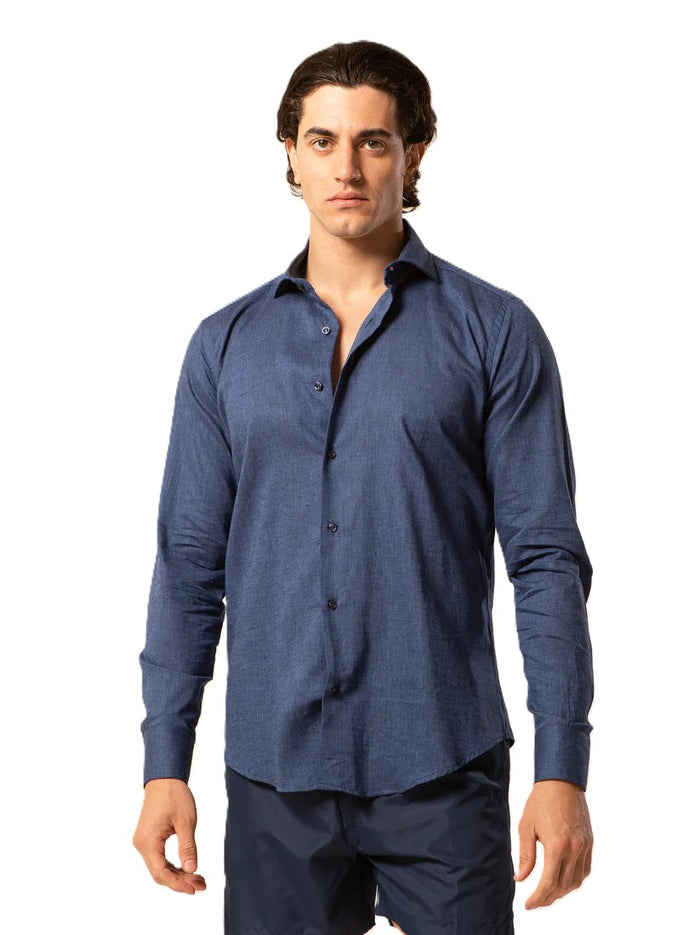 LORD PARTENOPEI camicia lino blu PARIGI LINO-BLU