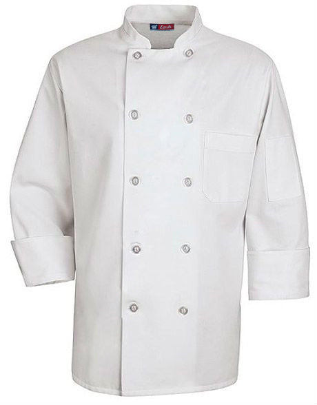 Chef Coat White with Fixed Button Fabric CCB-02