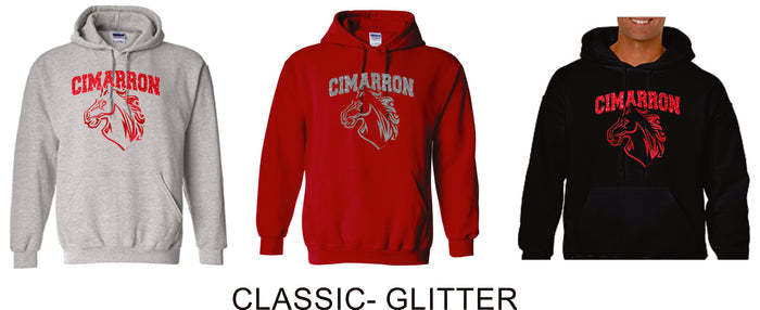 Cimarron Basic Hooded Sweatshirt- Matte and Glitter