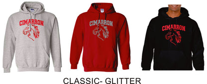 Cimarron Basic Hooded Sweatshirt- Matte and Glitter