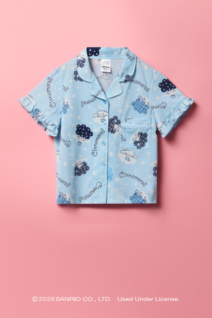 Cinnamoroll™ Girls Button-Up Top & Short Pajama Set