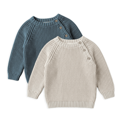 Classic Chunky Knit Baby Pullover Sweaters, Organic Cotton