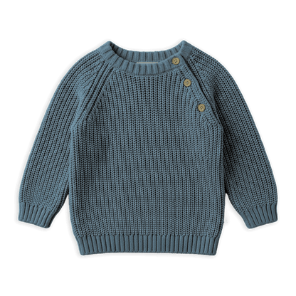 Organic Cotton Classic Chunky Knit Baby Pullover Sweaters, Teal