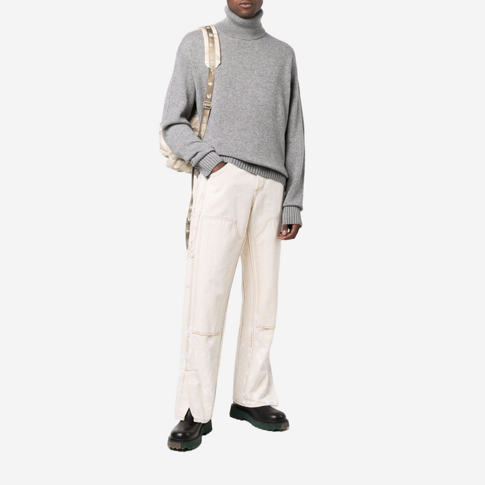 OFF-WHITE CLASSIC TURTLE NECK GREY SWEATER