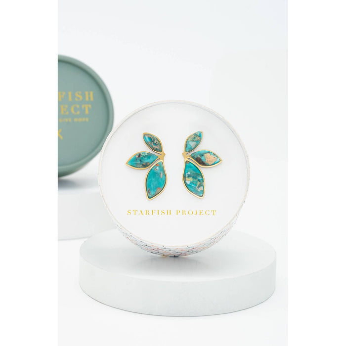 Coastal Leaf Emperor Stone Earrings