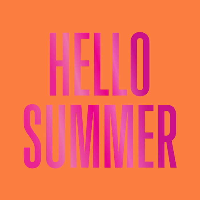 Hello Summer orange foil cocktail napkins by Soiree Sisters, 20 count, featuring bright summer-themed design with foil accents.