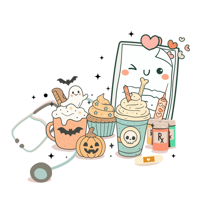 Coffee, Nurse, Repeat: Halloween Scrub Cap - Tired Nurse Edition