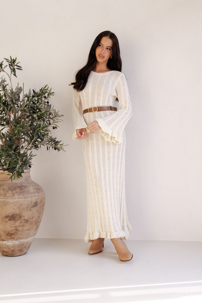 Petal and Pup USA DRESSES Colter Long Sleeve Maxi Dress - White (DO NOT SET LIVE)