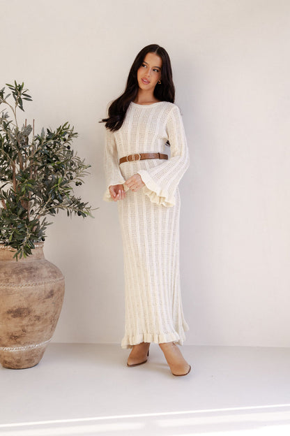 Petal and Pup USA DRESSES Colter Long Sleeve Maxi Dress - White (DO NOT SET LIVE)