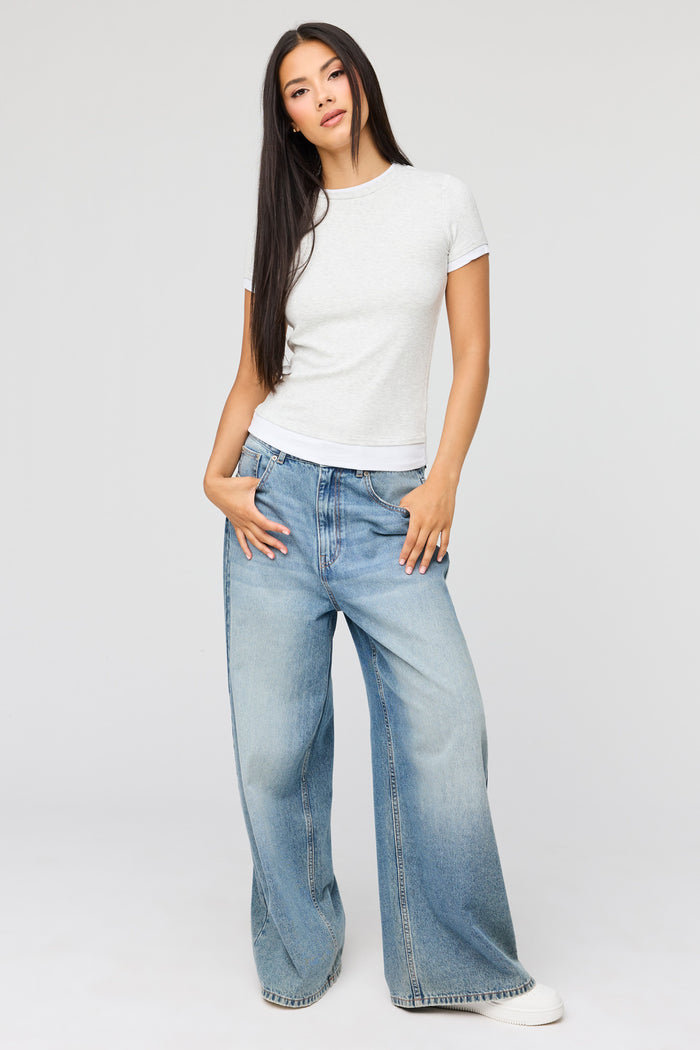 Contrast Ribbed T-Shirt