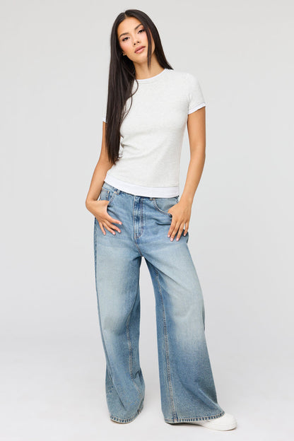 Contrast Ribbed T-Shirt