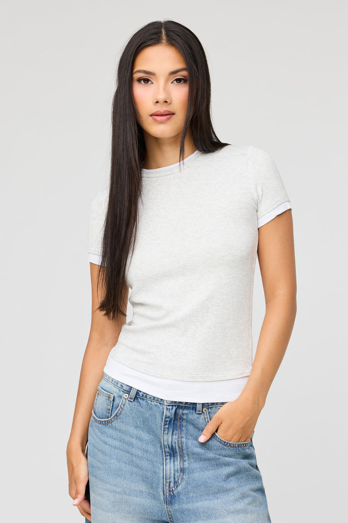 Contrast Ribbed T-Shirt