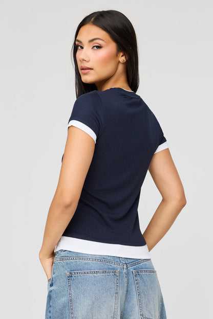 Contrast Ribbed T-Shirt
