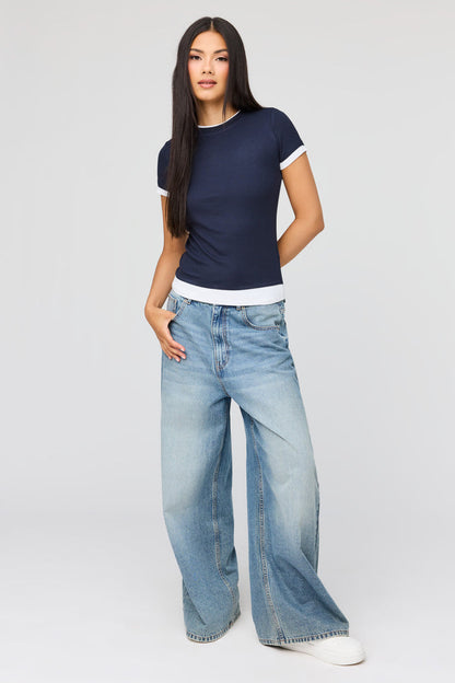 Contrast Ribbed T-Shirt