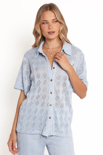 Petal and Pup USA TOPS Cora Knit Shirt - Blue