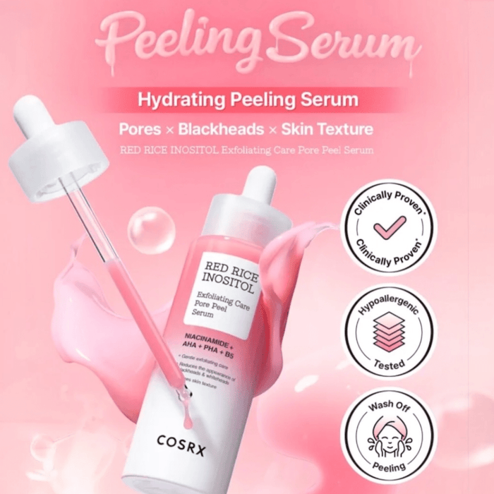 Cosrx Red Rice Inositol Exfoliating Care Pore Peel Serum 80ml سيروم تقشير المسام من الأرز الأحمر والإينوزيتول من كوسركس - Princess Cosmetics Qatar