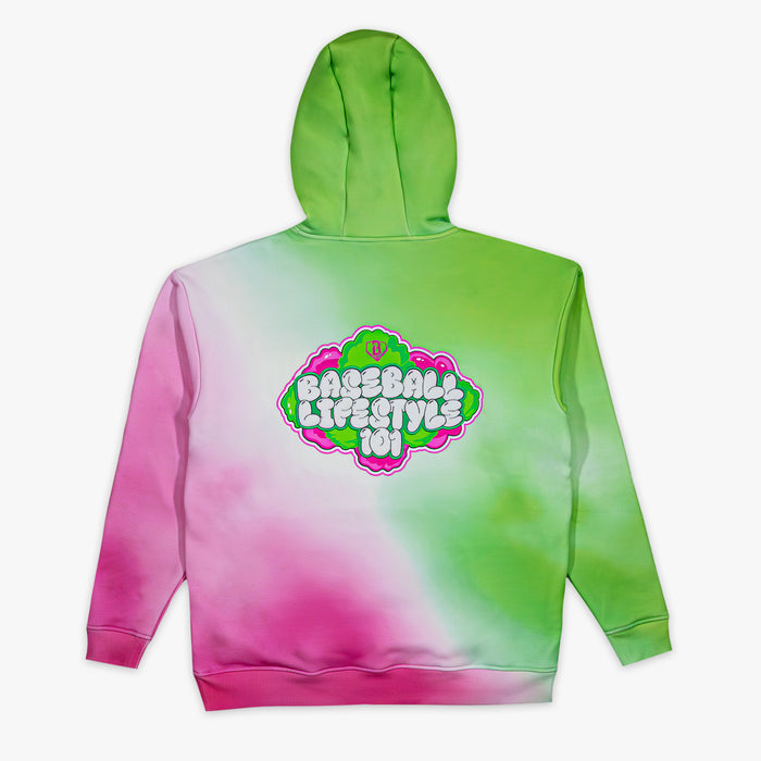 Multi-color Cotton Candy Sour Apple youth hoodie — back view