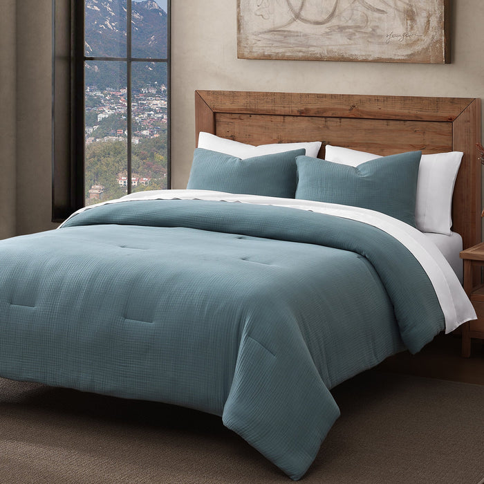 Cotton Voile Bedding Set - Storm Blue Comforter Set