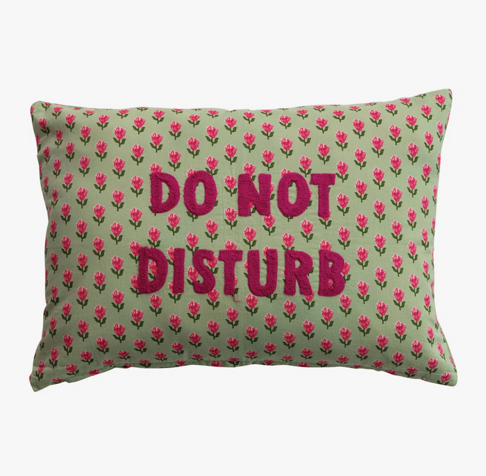 Cotton Voile Printed “Do Not Disturb”  Lumbar Pillow