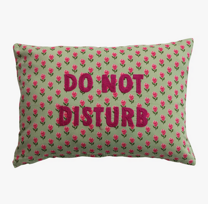Cotton Voile Printed “Do Not Disturb”  Lumbar Pillow