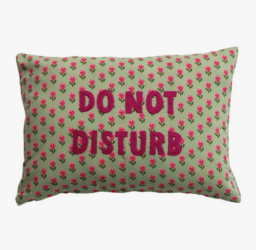 Cotton Voile Printed “Do Not Disturb”  Lumbar Pillow