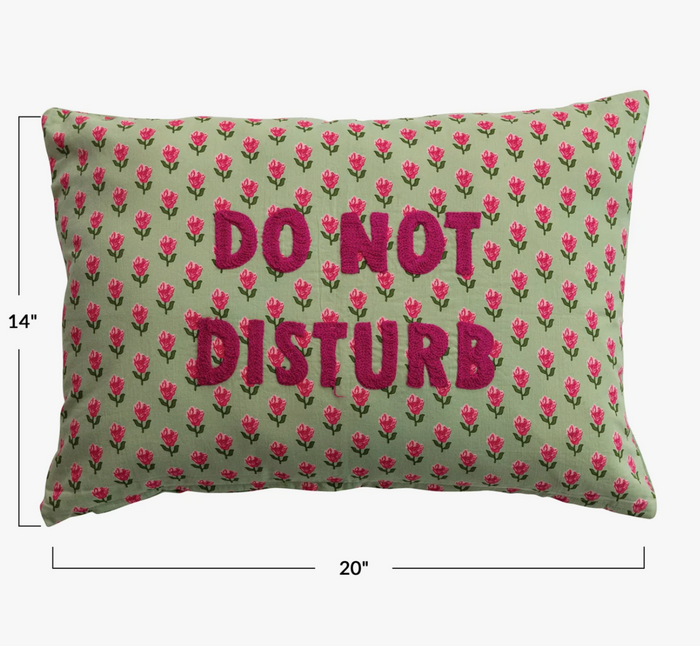 Cotton Voile Printed “Do Not Disturb”  Lumbar Pillow