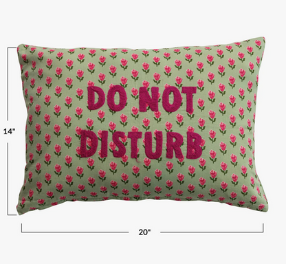Cotton Voile Printed “Do Not Disturb”  Lumbar Pillow