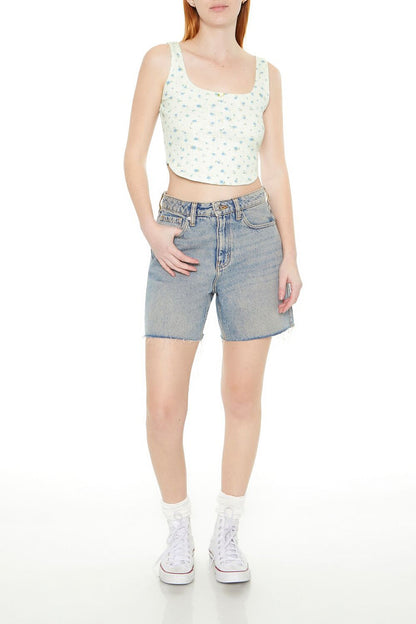 Cropped Floral Print Tank Top