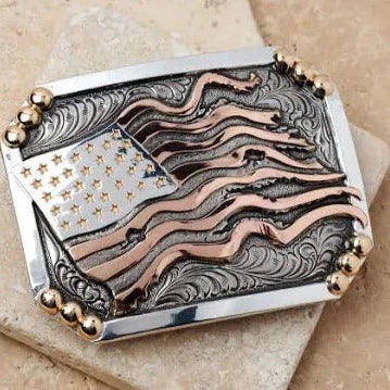 Crumrine American Flag Rectangle Belt Buckle