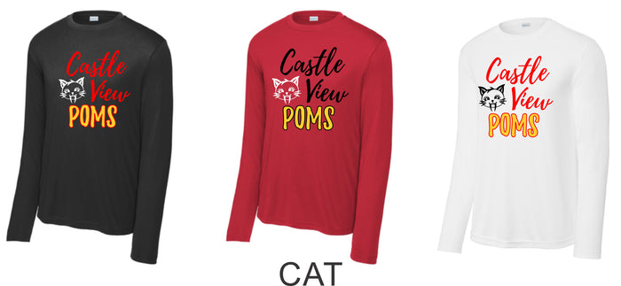 CV Poms Wicking Long Sleeve Tee- Youth, Ladies, Adult Sizes - 5 Designs
