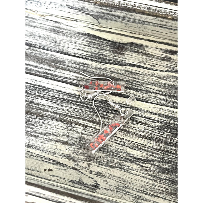 Dainty Red Flower Dangle Earrings