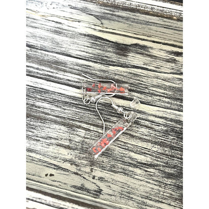 Dainty Red Flower Dangle Earrings