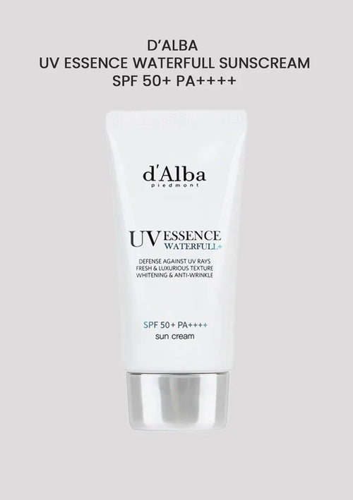 d'Alba UV Essence Waterfull Sunscreen SPF 50+ PA++++ on a white background