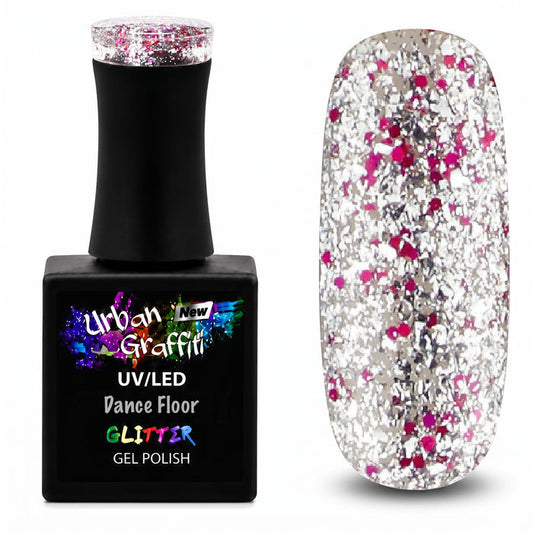 Dance Floor - UGGP-A0909 Pink and Silver Glitter Gel Polish Urban Graffiti 15ml