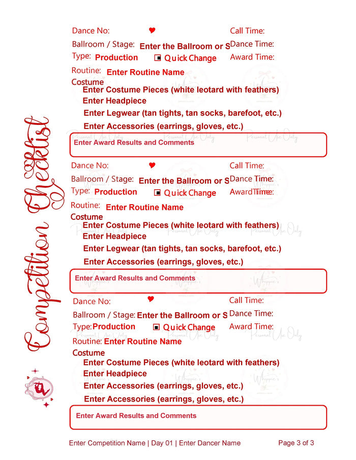 Dance Teacher Bundle Printable